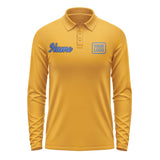 Custom Yellow Sky Blue Long Sleeve Polo Shirt