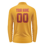 Custom Yellow Coral Red Long Sleeve Polo Shirt