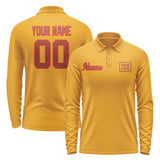 Custom Yellow Coral Red Long Sleeve Polo Shirt