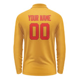 Custom Yellow Orange Red Long Sleeve Polo Shirt