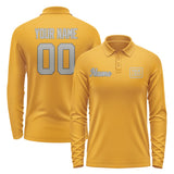 Custom Yellow Gray Long Sleeve Polo Shirt