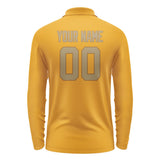 Custom Yellow Light Khaki Long Sleeve Polo Shirt