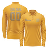 Custom Yellow Light Khaki Long Sleeve Polo Shirt