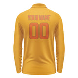 Custom Yellow Orange Long Sleeve Polo Shirt
