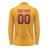 Custom Yellow Crimson Red Long Sleeve Polo Shirt