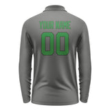Custom Dark Grey Emerald Green Long Sleeve Polo Shirt