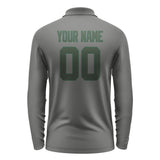 Custom Dark Grey Dark Green Long Sleeve Polo Shirt