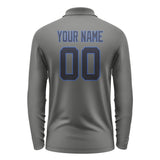 Custom Dark Grey Navy Long Sleeve Polo Shirt