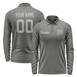 Custom Dark Grey Gray Long Sleeve Polo Shirt