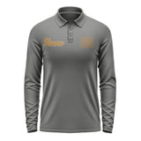Custom Dark Grey Khaki Long Sleeve Polo Shirt