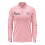 Custom Light Pink Dark Grey Long Sleeve Polo Shirt