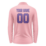 Custom Light Pink Light Purple Long Sleeve Polo Shirt