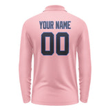 Custom Light Pink Navy Long Sleeve Polo Shirt