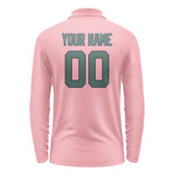 Custom Light Pink Blue Green Long Sleeve Polo Shirt