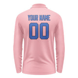 Custom Light Pink Sky Blue Long Sleeve Polo Shirt