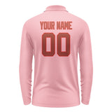 Custom Light Pink Coral Red Long Sleeve Polo Shirt
