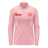 Custom Light Pink Orange Red Long Sleeve Polo Shirt