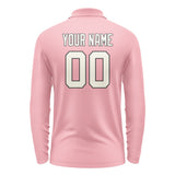 Custom Light Pink Cream Long Sleeve Polo Shirt