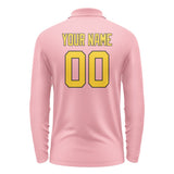 Custom Light Pink Gold Long Sleeve Polo Shirt