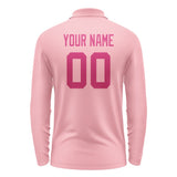 Custom Light Pink Pink Long Sleeve Polo Shirt