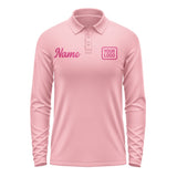 Custom Light Pink Pink Long Sleeve Polo Shirt