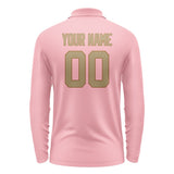 Custom Light Pink Light Khaki Long Sleeve Polo Shirt