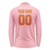 Custom Light Pink Orange Long Sleeve Polo Shirt