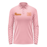 Custom Light Pink Orange Long Sleeve Polo Shirt