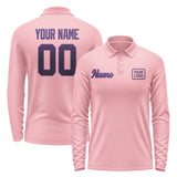 Custom Light Pink Purple Long Sleeve Polo Shirt