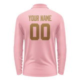 Custom Light Pink Khaki Long Sleeve Polo Shirt