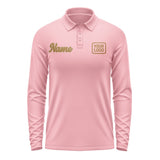 Custom Light Pink Khaki Long Sleeve Polo Shirt