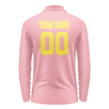 Custom Light Pink Light Yellow Long Sleeve Polo Shirt