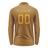 Custom Khaki Yellow Long Sleeve Polo Shirt