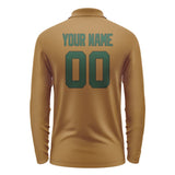 Custom Khaki Green Long Sleeve Polo Shirt