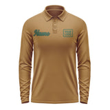 Custom Khaki Green Long Sleeve Polo Shirt