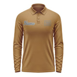 Custom Khaki Dark Grey Long Sleeve Polo Shirt