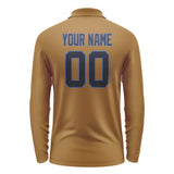 Custom Khaki Navy Long Sleeve Polo Shirt