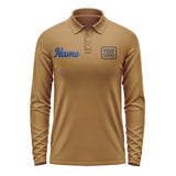 Custom Khaki Navy Long Sleeve Polo Shirt
