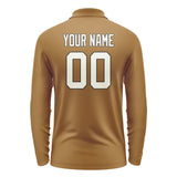 Custom Khaki Cream Long Sleeve Polo Shirt