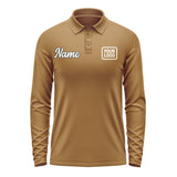 Custom Khaki Cream Long Sleeve Polo Shirt
