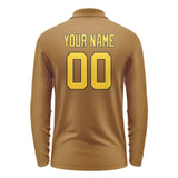 Custom Khaki Gold Long Sleeve Polo Shirt