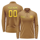 Custom Khaki Gold Long Sleeve Polo Shirt