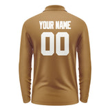 Custom Khaki White Long Sleeve Polo Shirt
