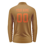 Custom Khaki Orange Long Sleeve Polo Shirt