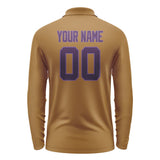 Custom Khaki Purple Long Sleeve Polo Shirt