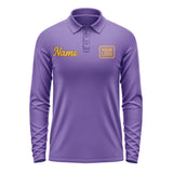 Custom Light Purple Yellow Long Sleeve Polo Shirt