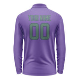 Custom Light Purple Blue Green Long Sleeve Polo Shirt