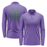 Custom Light Purple Blue Green Long Sleeve Polo Shirt