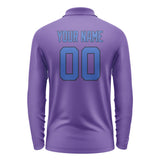 Custom Light Purple Sky Blue Long Sleeve Polo Shirt