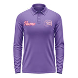 Custom Light Purple Light Pink Long Sleeve Polo Shirt